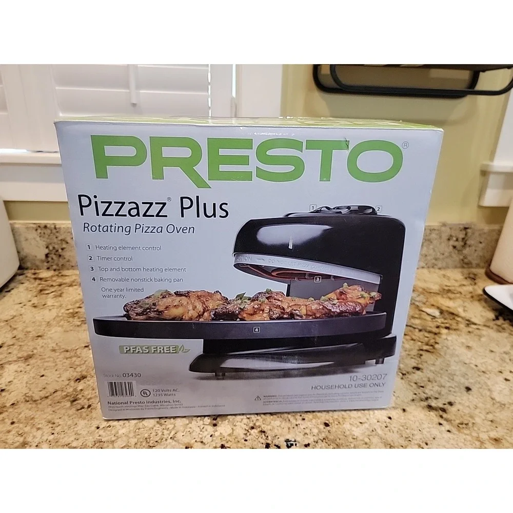 Presto 03430 Pizzazz Plus Rotating Pizza Oven, Bake 7-12